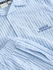 Baker by Ted Baker Textured Blue Stripe Shirt and Short Set - Image 10 of 15