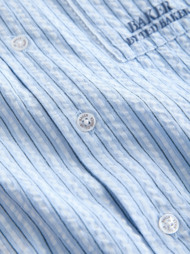 Baker by Ted Baker Textured Blue Stripe Shirt and Short Set - Image 15 of 15