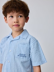 Baker by Ted Baker Textured Blue Stripe Shirt and Short Set - Image 5 of 15