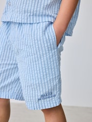 Baker by Ted Baker Textured Blue Stripe Shirt and Short Set - Image 6 of 15