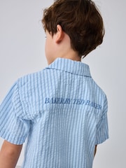 Baker by Ted Baker Textured Blue Stripe Shirt and Short Set - Image 7 of 15