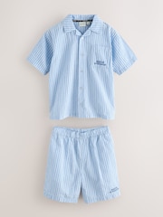 Baker by Ted Baker Textured Blue Stripe Shirt and Short Set - Image 8 of 15