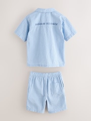 Baker by Ted Baker Textured Blue Stripe Shirt and Short Set - Image 9 of 15