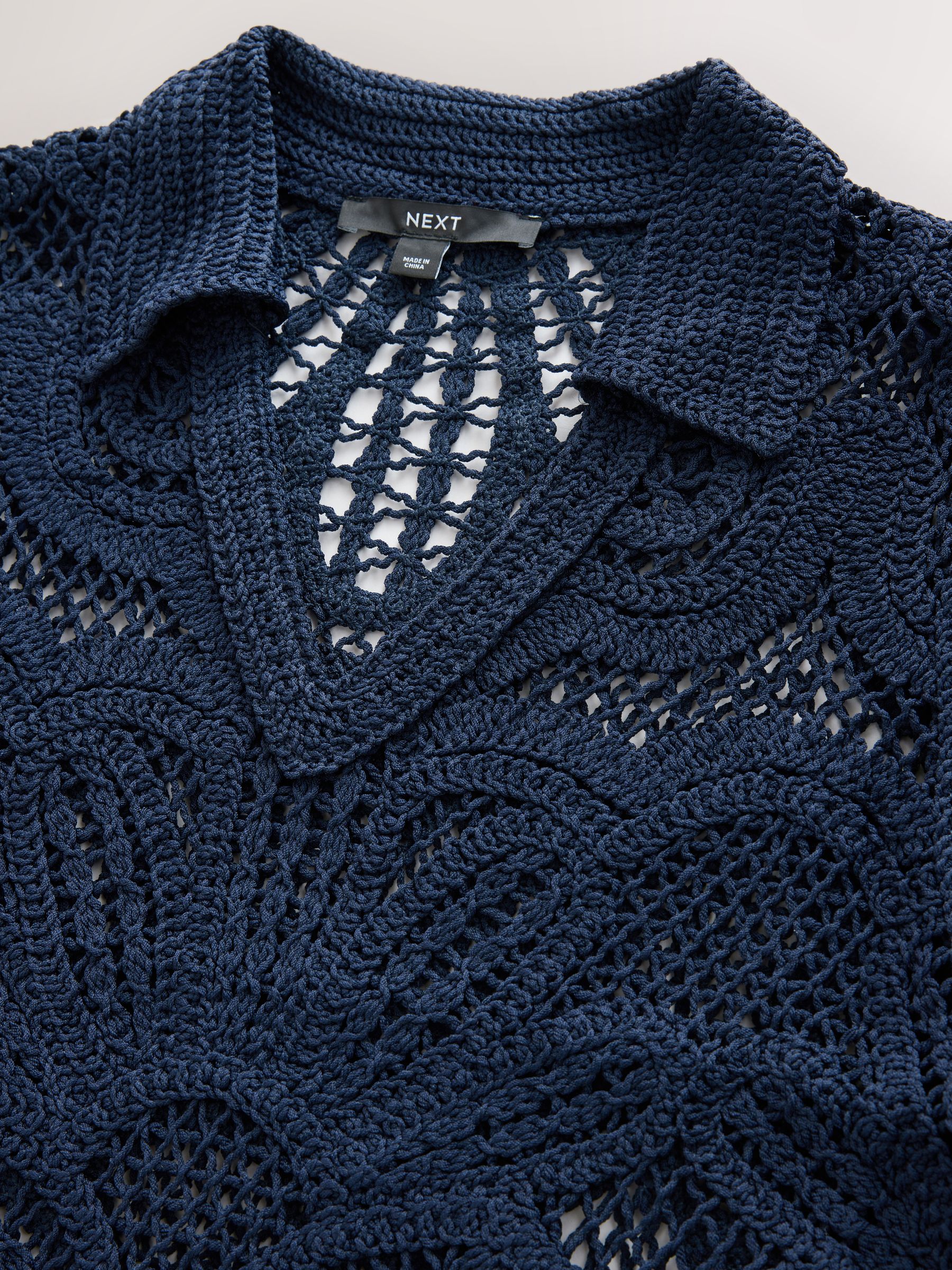 トップス THE SHISHIKUI Crochet / Navy Navy | Crochet Tie Front Cardigan | Blue Vanilla