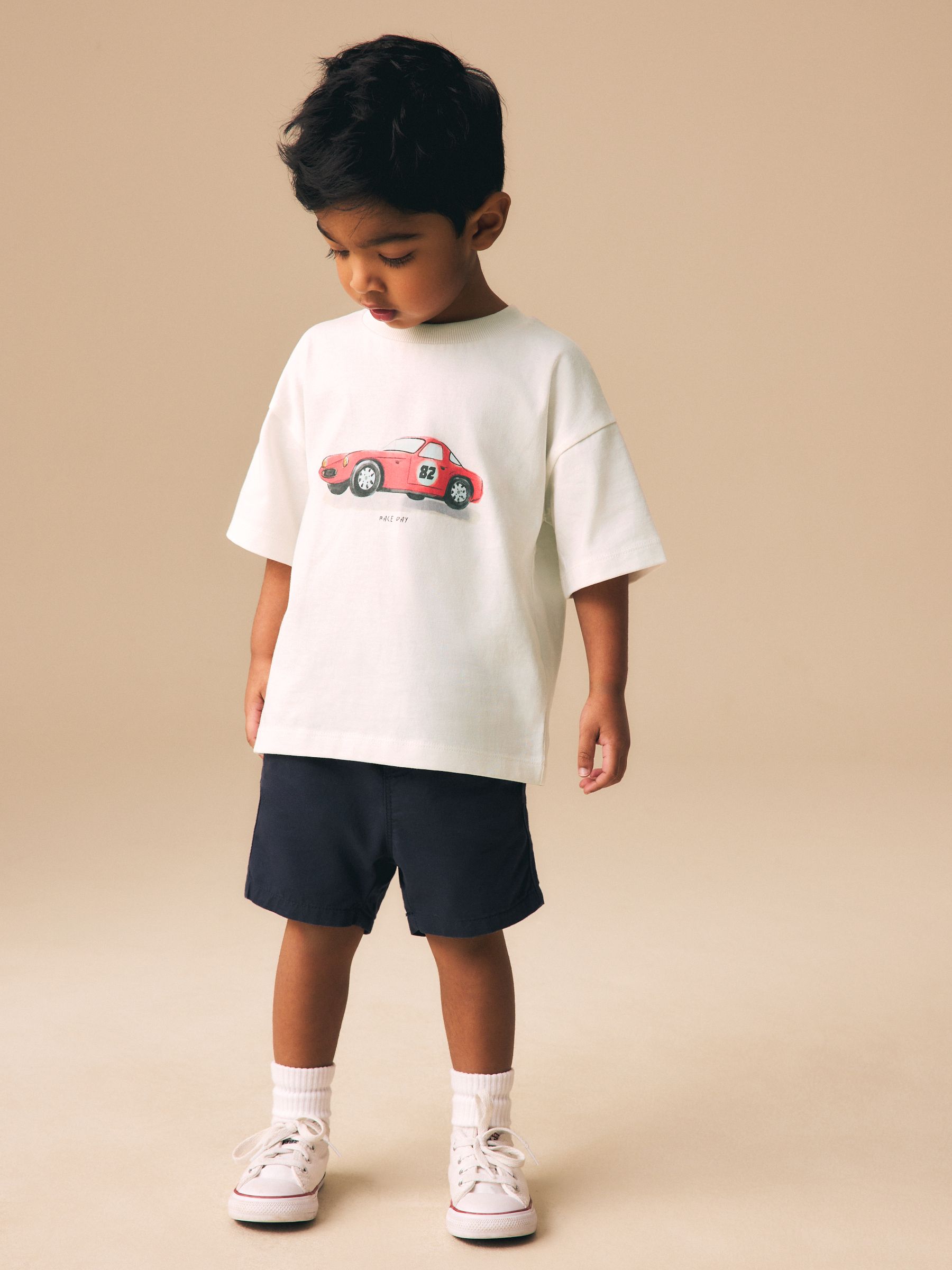 Buy White Watercolour Car Short Sleeve Graphic T-Shirt (3mths-7yrs