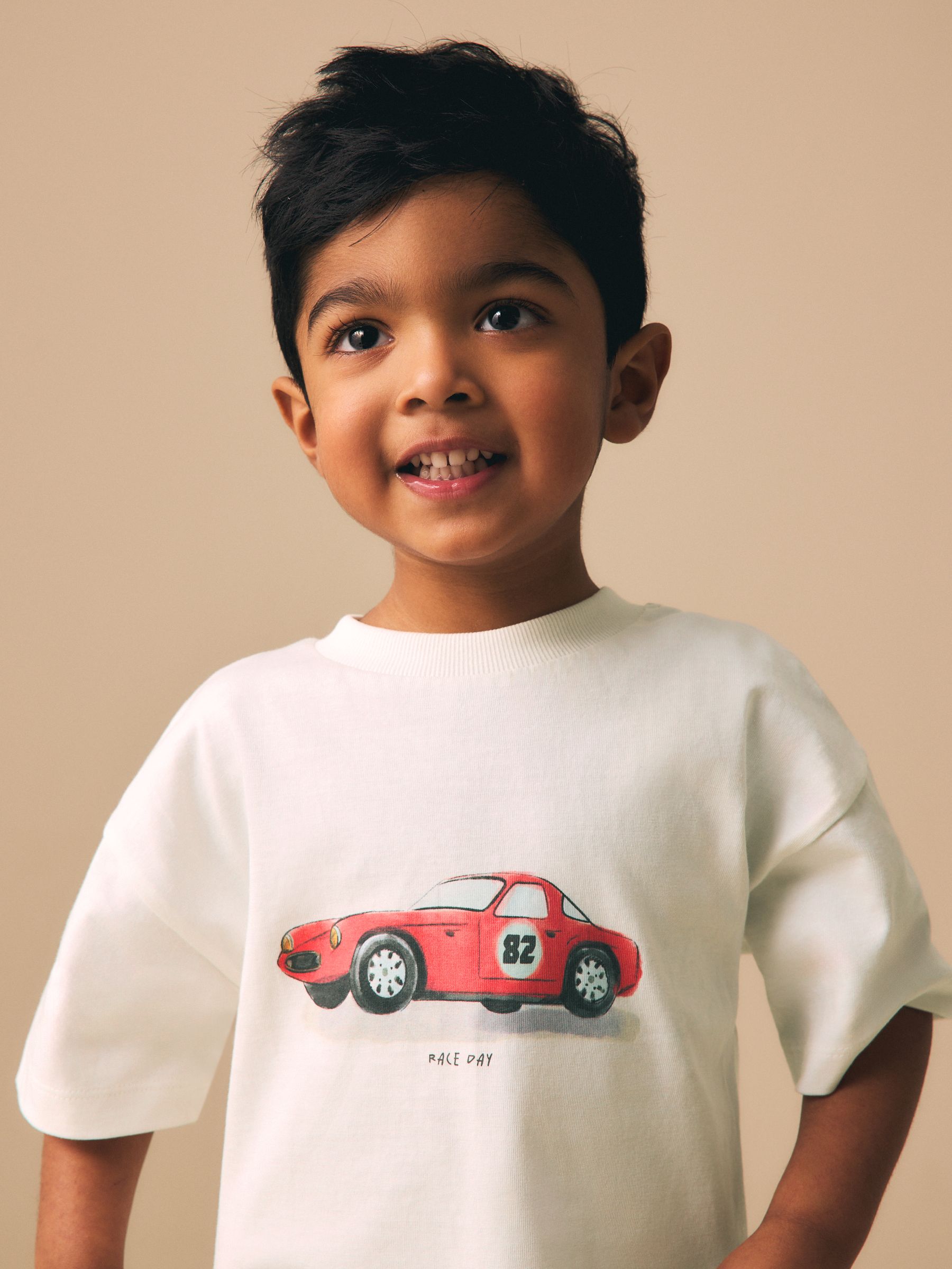 Buy White Watercolour Car Short Sleeve Graphic T-Shirt (3mths-7yrs