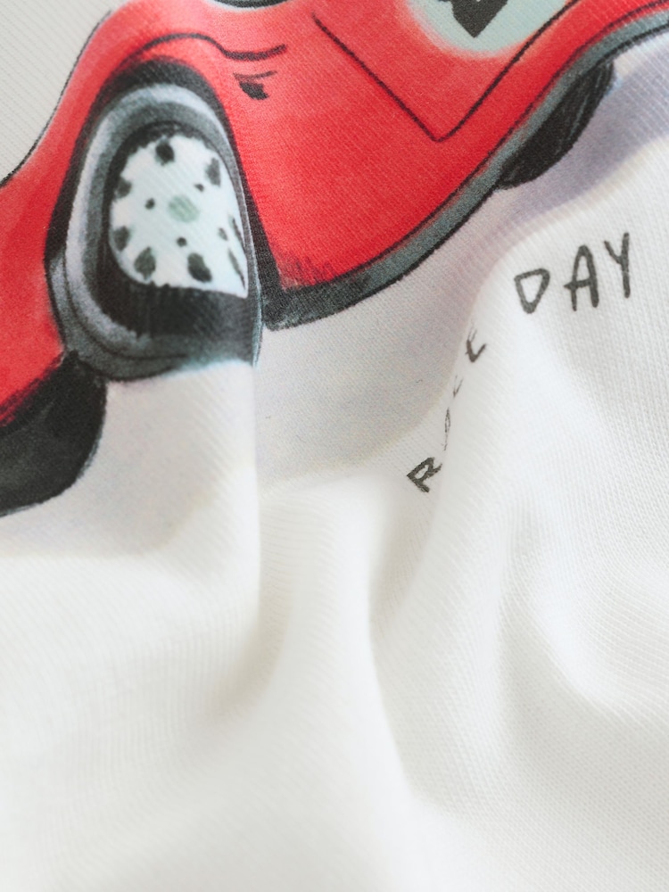 White Watercolour Car Short Sleeve Graphic T-Shirt (3mths-7yrs) - Image 8 of 8