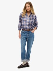 Superdry Blue Check Flannel Boyfriend Shirt - Image 6 of 7