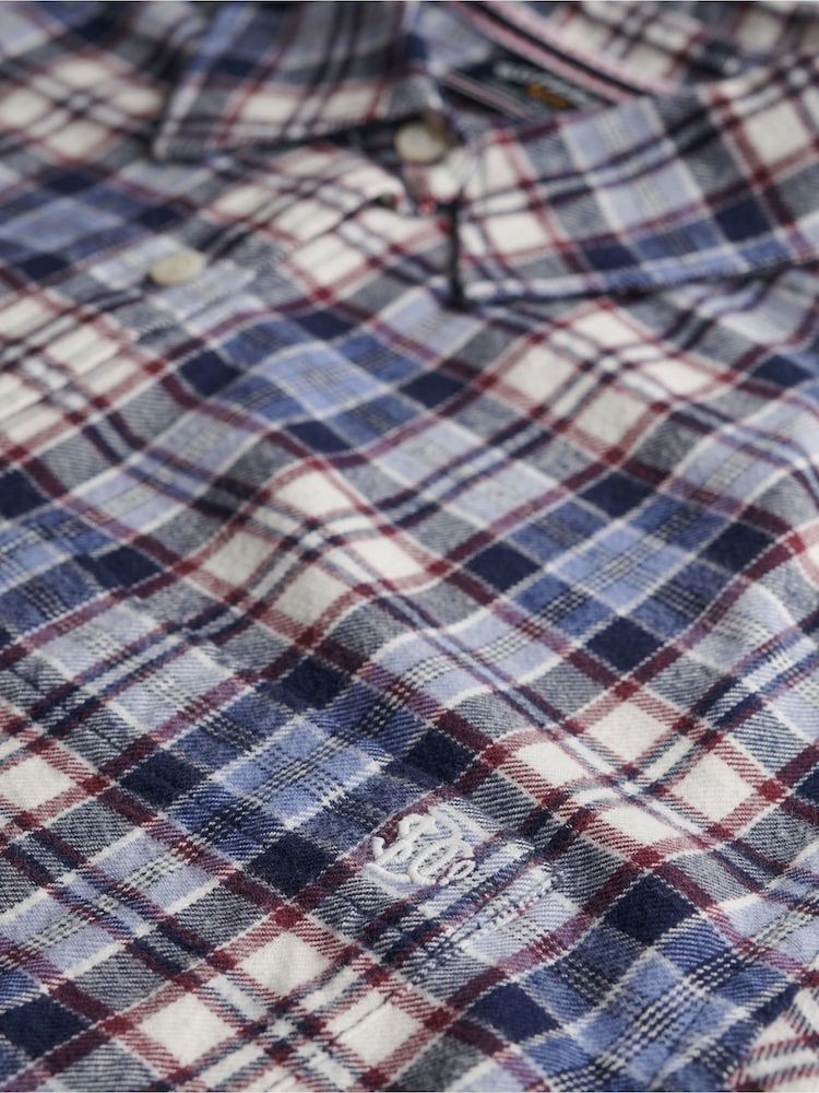 Superdry Blue Check Flannel Boyfriend Shirt - Image 7 of 7