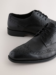 কালো - Leather Embossed Brogue Shoes - 7এর মধ্যে 6 ছবি