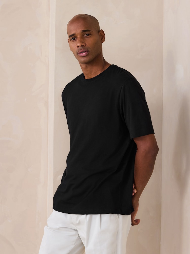 Black Lightweight Slub Modal T-Shirt - Image 1 of 7