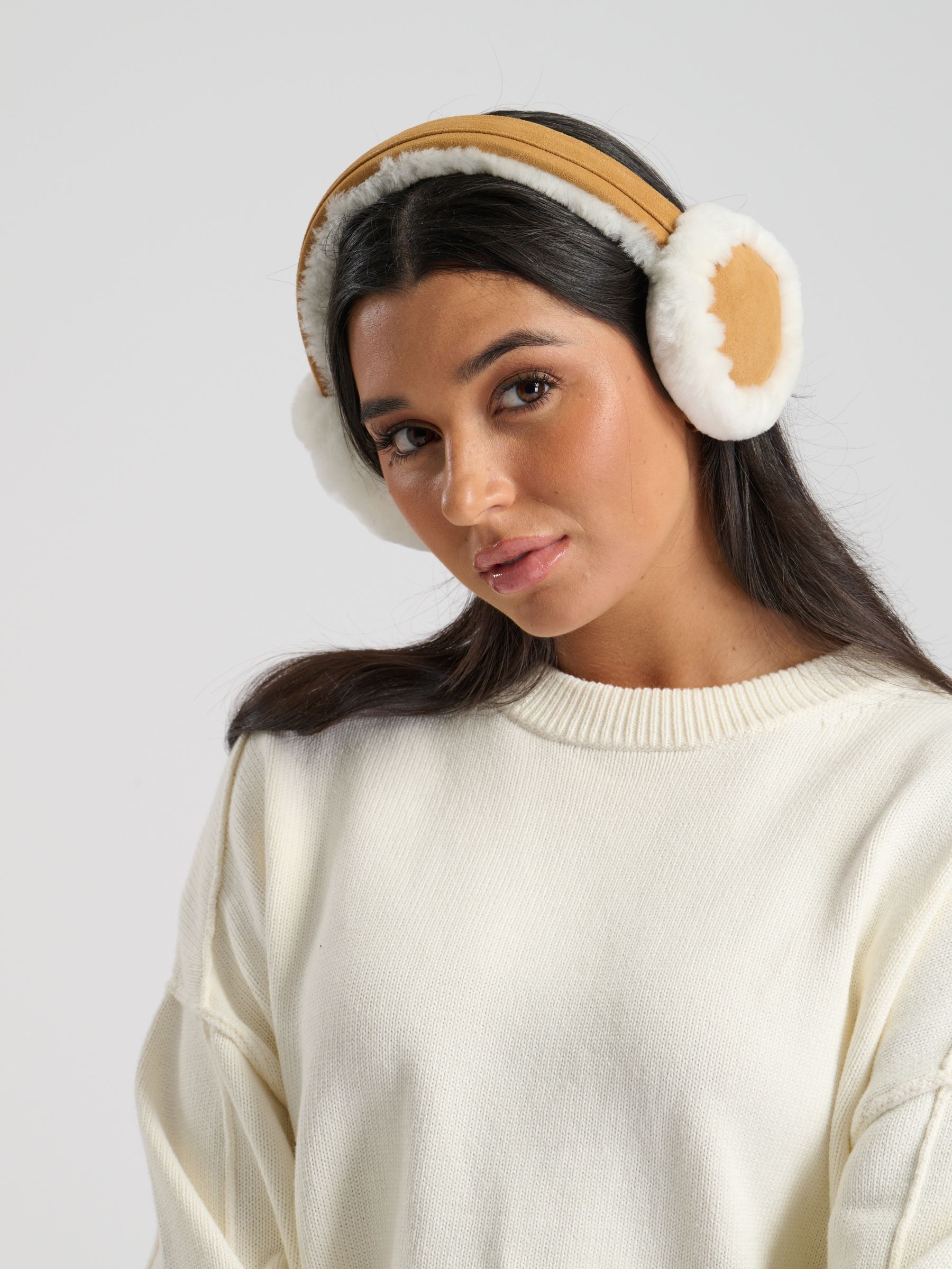 Buy South Beach Brown Real Sheepskin Ear Muffs from Next USA