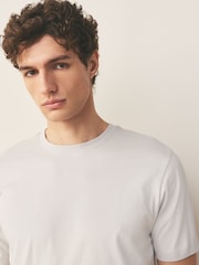 Grey Light Slim Fit Essential Crew Neck Cotton T-Shirt - Image 4 of 7