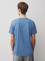 Blue Mid Slim Fit Essential Crew Neck Cotton T-Shirt - Image 4 of 8