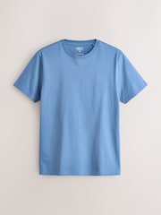 Blue Mid Slim Fit Essential Crew Neck Cotton T-Shirt - Image 6 of 8