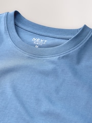 Blue Mid Slim Fit Essential Crew Neck Cotton T-Shirt - Image 7 of 8