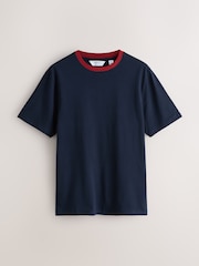 Contrast Neck Multi Navy / Blue / White Regular Fit Essential Cotton T-Shirts 6 Pack - Image 12 of 15