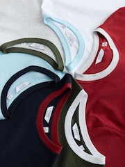Contrast Neck Multi Navy / Blue / White Regular Fit Essential Cotton T-Shirts 6 Pack - Image 15 of 15