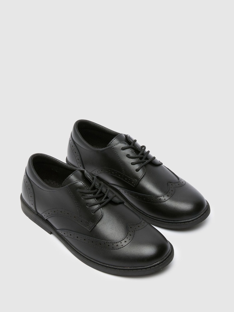Schuh Lewis Leather Black Brogues - Image 4 of 4 Schuh Lewis Leather Black Brogues - Image 4 of 4