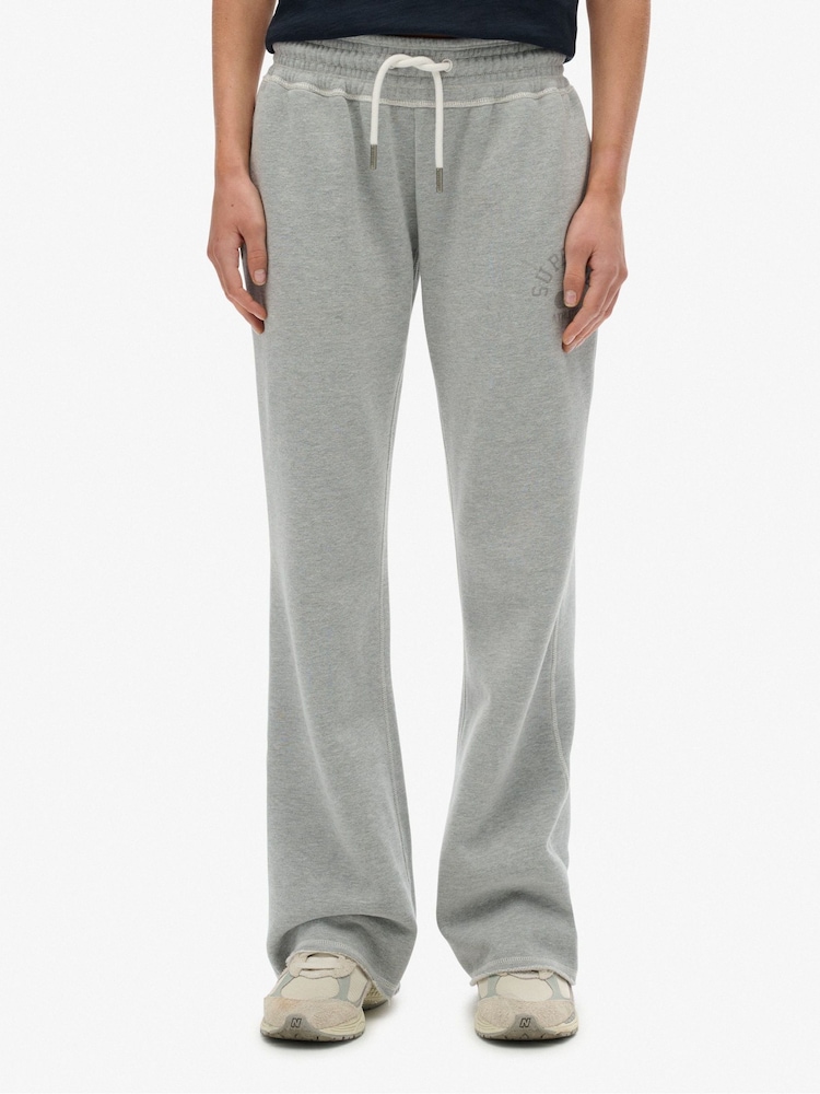 Superdry Grey Athletic Print Flare Joggers - Image 1 of 7