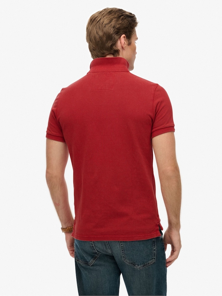 Superdry Red Vintage Athletic Embroidered Polo Shirt - Image 2 of 6