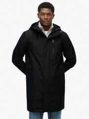 Superdry Black Hooded Tech Fishtail Parka - Image 1 of 7