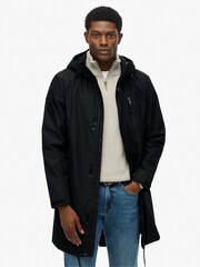 Superdry Black Hooded Tech Fishtail Parka - Image 4 of 7