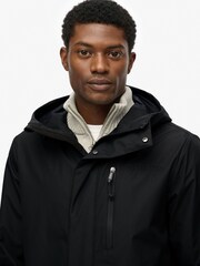 Superdry Black Hooded Tech Fishtail Parka - Image 6 of 7