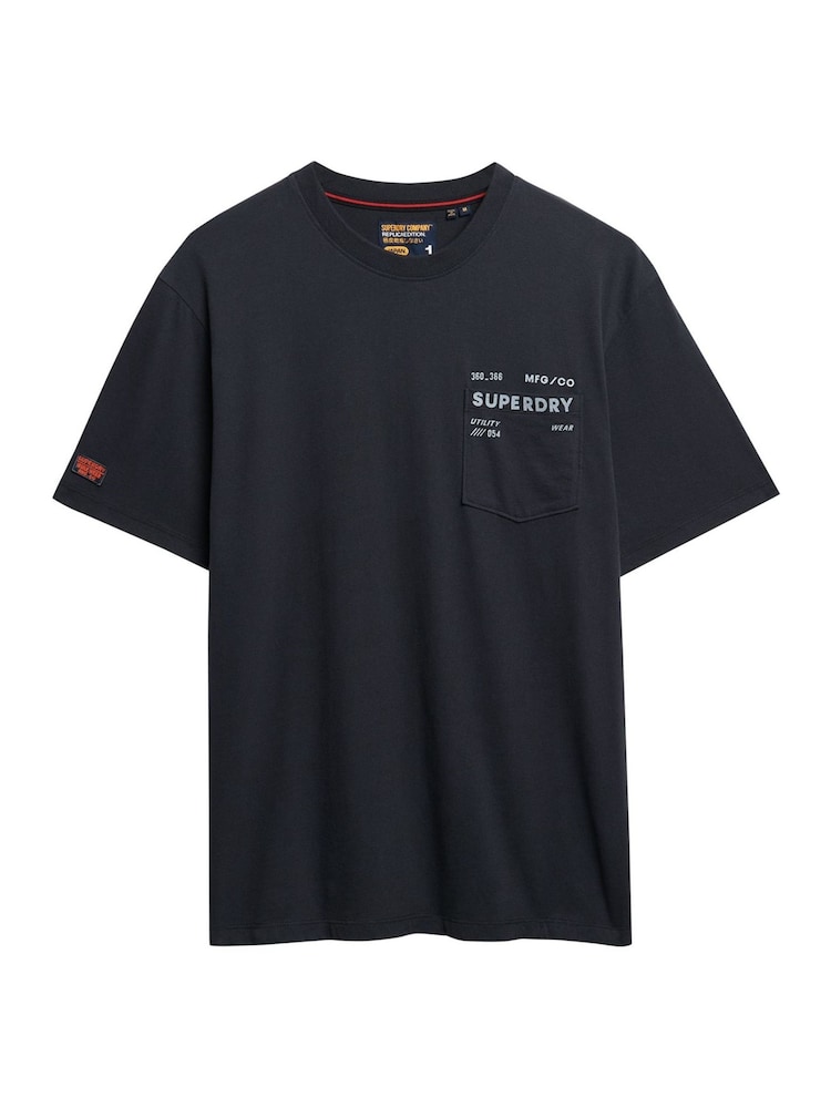 Superdry Grey Utility Loose T-Shirt - Image 7 of 7
