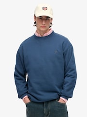 Superdry Blue Blank Oversized Crew Sweat Top - Image 1 of 5