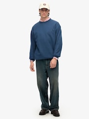 Superdry Blue Blank Oversized Crew Sweat Top - Image 3 of 5