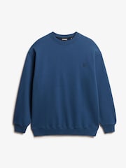 Superdry Blue Blank Oversized Crew Sweat Top - Image 4 of 5