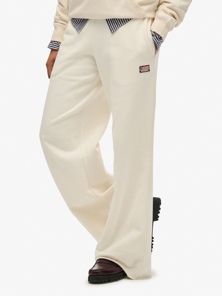 Superdry White Athletic Essentials Straight Leg Joggers - Image 2 of 7