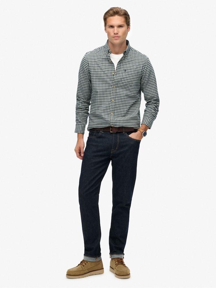 Superdry Blue Premium Check Oxford Shirt - Image 1 of 6 Superdry Blue Premium Check Oxford Shirt - Image 1 of 6