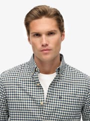 Superdry Blue Premium Check Oxford Shirt - Image 4 of 6