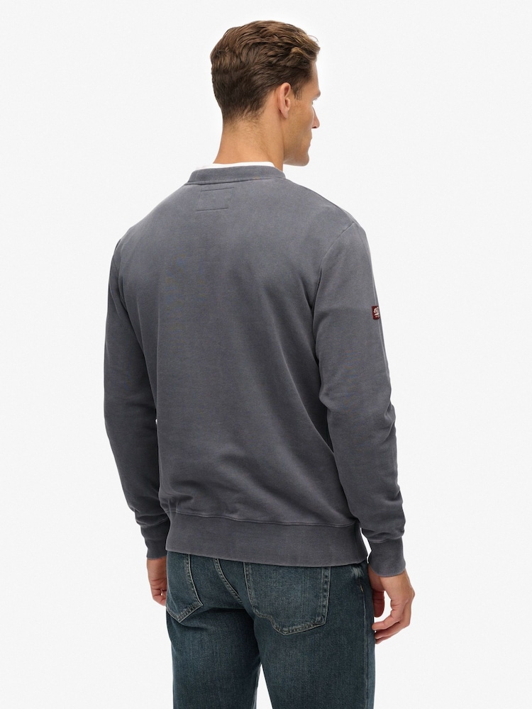 Superdry Grey Heritage Tab Loose Crew Sweat Top - Image 2 of 5
