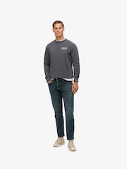 Superdry Grey Heritage Tab Loose Crew Sweat Top - Image 3 of 5