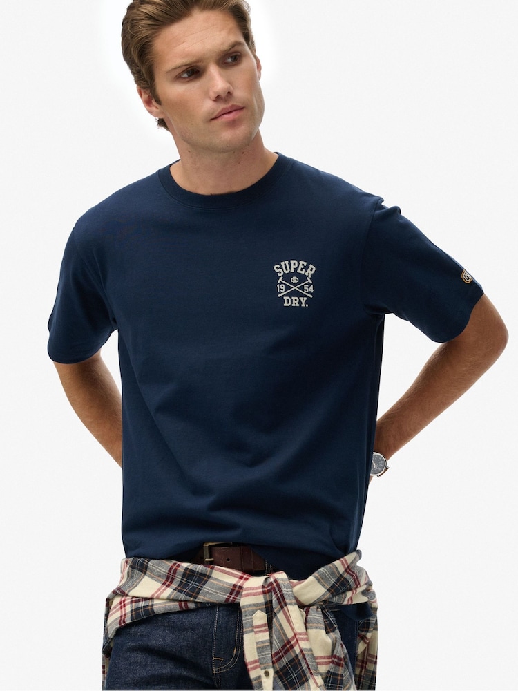 Superdry Blue Athletic Club T-Shirt - Image 1 of 7