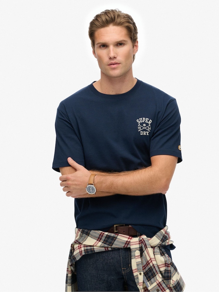 Superdry Blue Athletic Club T-Shirt - Image 2 of 7