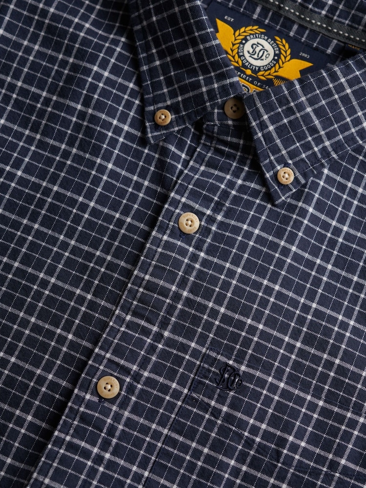 Superdry Blue Premium Check Oxford Shirt - Image 7 of 7 Superdry Blue Premium Check Oxford Shirt - Image 7 of 7