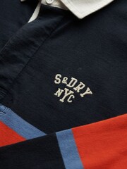 Superdry Blue Vintage Athletic Stripe Rugby Shirts - Image 6 of 7