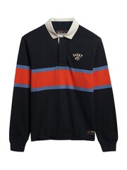 Superdry Blue Vintage Athletic Stripe Rugby Shirts - Image 7 of 7