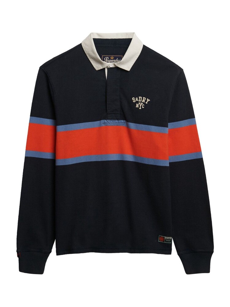 Superdry Blue Vintage Athletic Stripe Rugby Shirts - Image 7 of 7 Superdry Blue Vintage Athletic Stripe Rugby Shirts - Image 7 of 7