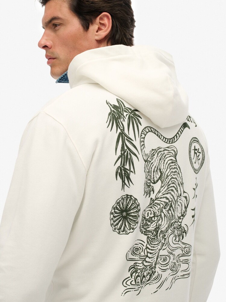 Superdry White Tokyo Narrative Loose Hoodie - Image 1 of 8