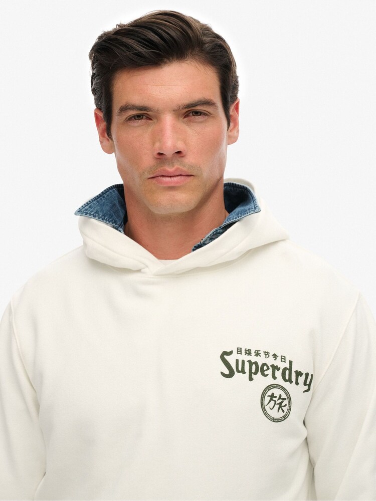 Superdry White Tokyo Narrative Loose Hoodie - Image 2 of 8