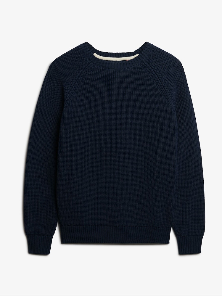 Superdry Blue Relaxed Ribbed Knitted Jumper - Image 7 of 7
