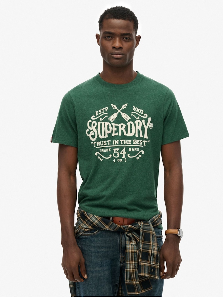 Superdry Green Outdoor Flock Relaxed T-Shirt - Image 2 of 7