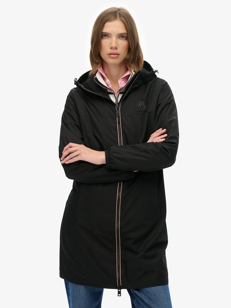 Superdry Black Longline Tri Windbreaker Jacket - Image 1 of 6