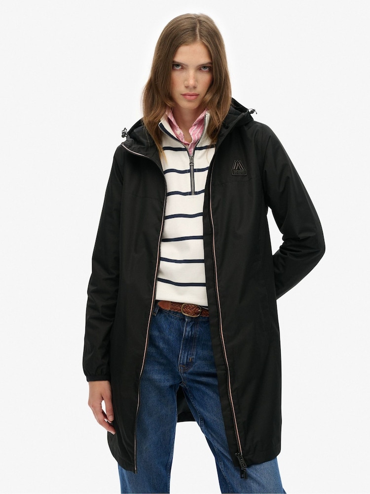 Superdry Black Longline Tri Windbreaker Jacket - Image 2 of 6