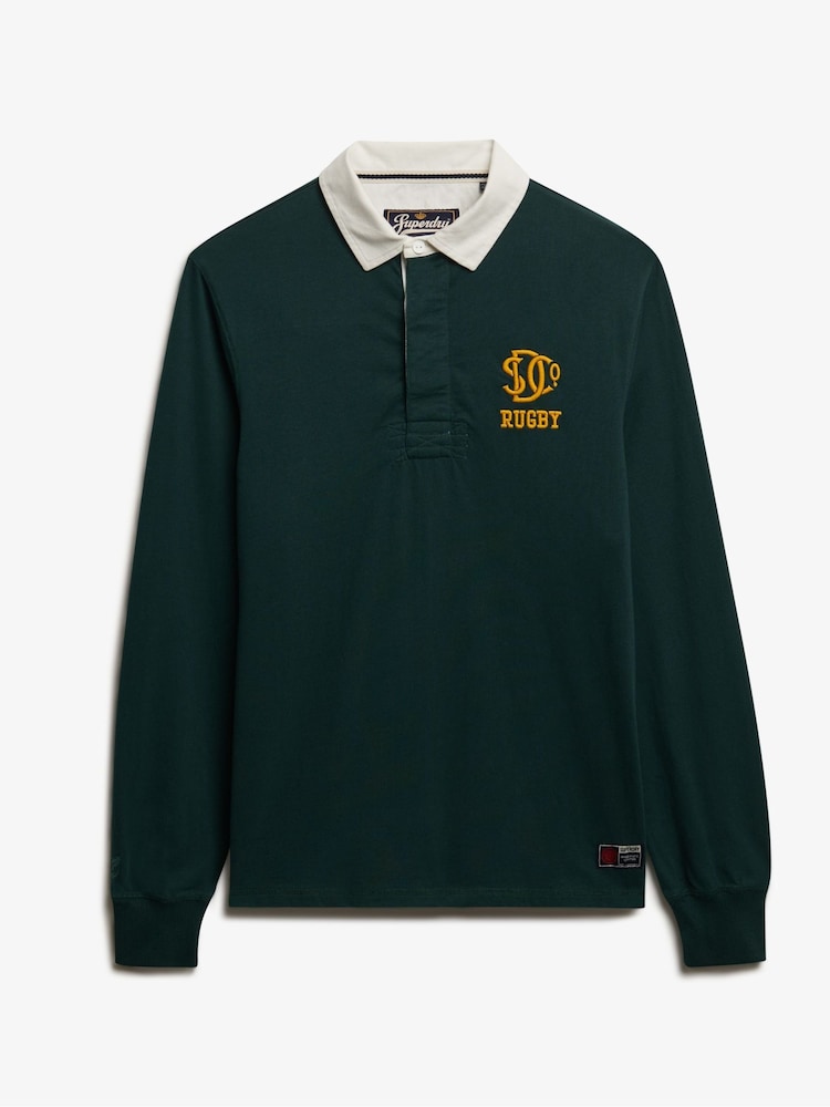 Superdry Green Vintage Athletic Jersey Rugby Shirt - Image 7 of 7 Superdry Green Vintage Athletic Jersey Rugby Shirt - Image 7 of 7